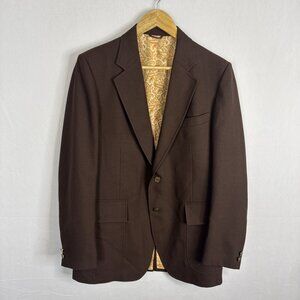 Vintage 1970s Henry by Tip Top Brown Blazer Men’s 38‎ Paisley Lined Jacket Disco